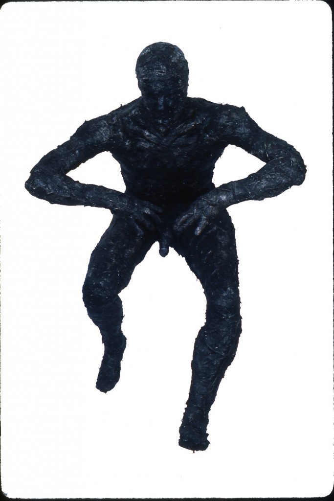 Feather Man, 1988.  Life Size  Tar, Feathers and Wooden Armature.